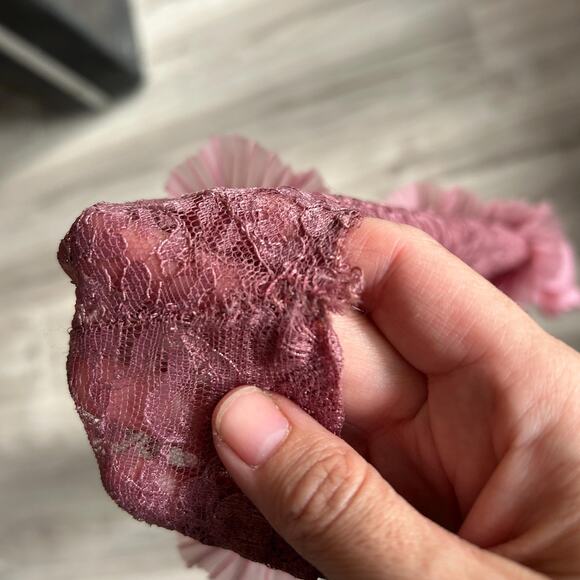 Vintage 40s/50s Hand Dyed Micro Pleat Sheer Chiffon + Lace Capelet Bed Jacket - Picture 8 of 8